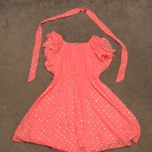 Pink and golden poke-a-dotted dress